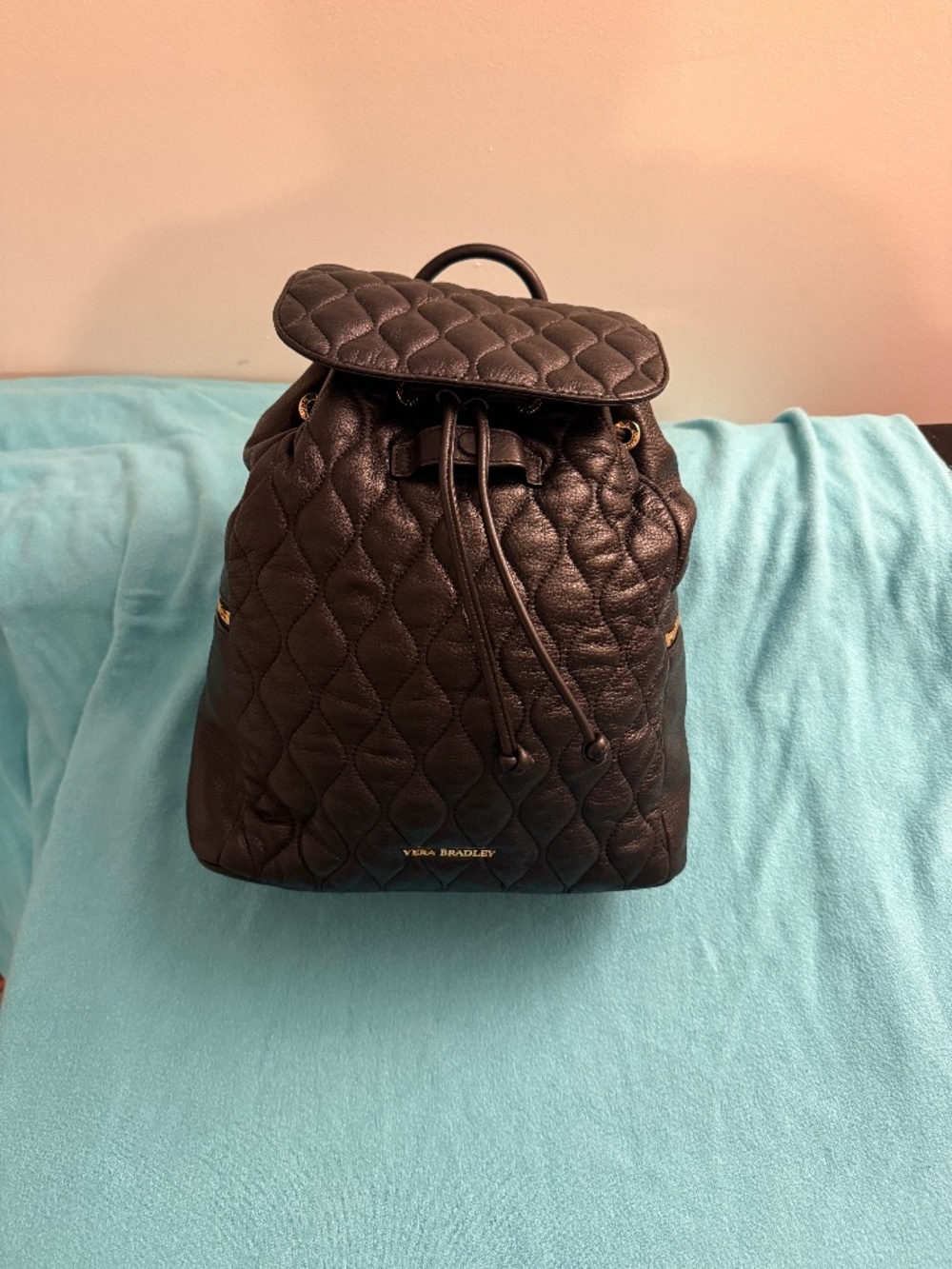 Vera Bradley Amy Quilted Leather Black Backpack